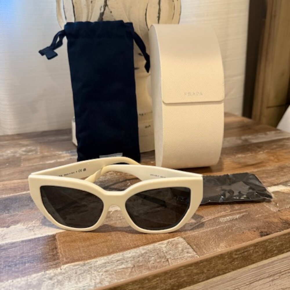Prada White & Gold Cat Eye Sunglasses